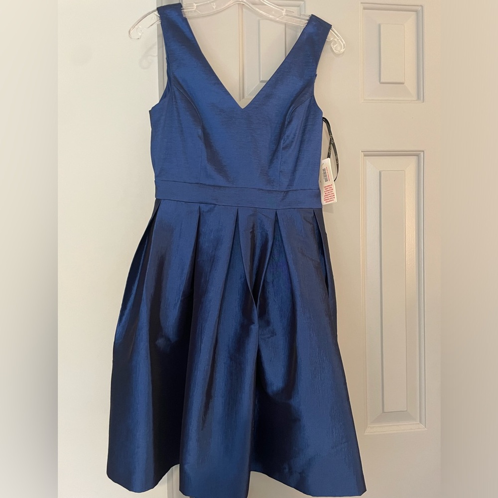 Metallic Blue, Size 4 Cocktail/Party Dress